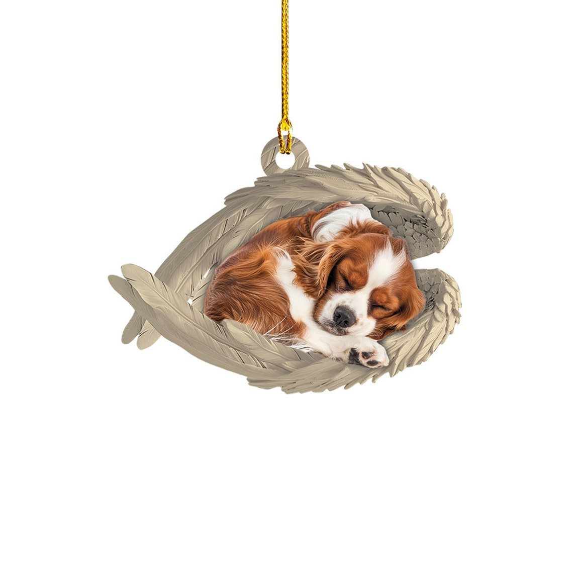 Cavalier King Charles Spaniel Dog Sleeping Angel Ornament Christmas, Cavaliers Spaniel Dog Car Ornament