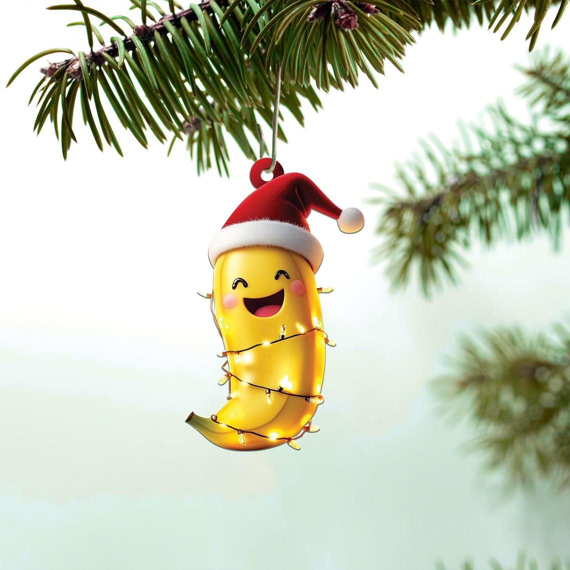 Cute Banana Christmas Tree Ornament, Ornament Banana Flat Hanging Christmas Decor