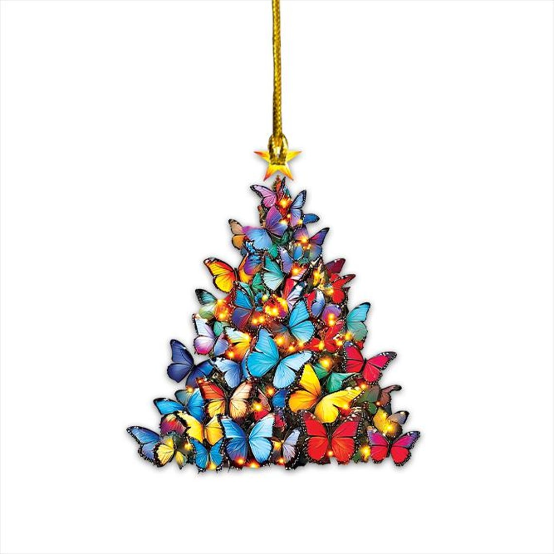 Butterfly Christmas Tree Ornament, Colorful  Butterfly Holiday Christmas Ornament Gift