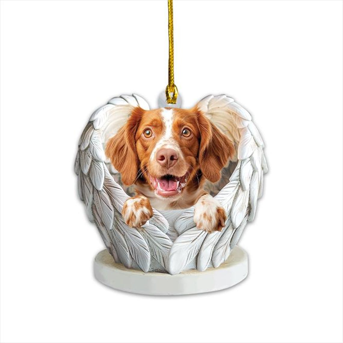 Brittany Spaniel Dog Flat Christmas Ornament, Brittany Spaniel Dog Car Ornament Holiday Gift