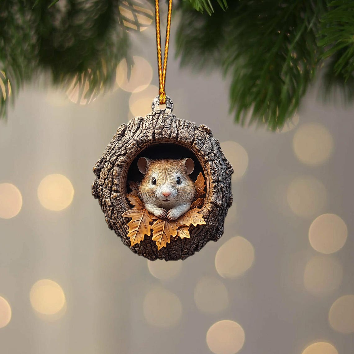 Cute Hamster Christmas Ornament Decor, Hamster Rearview Mirror Car Hanging Christmas Ornament