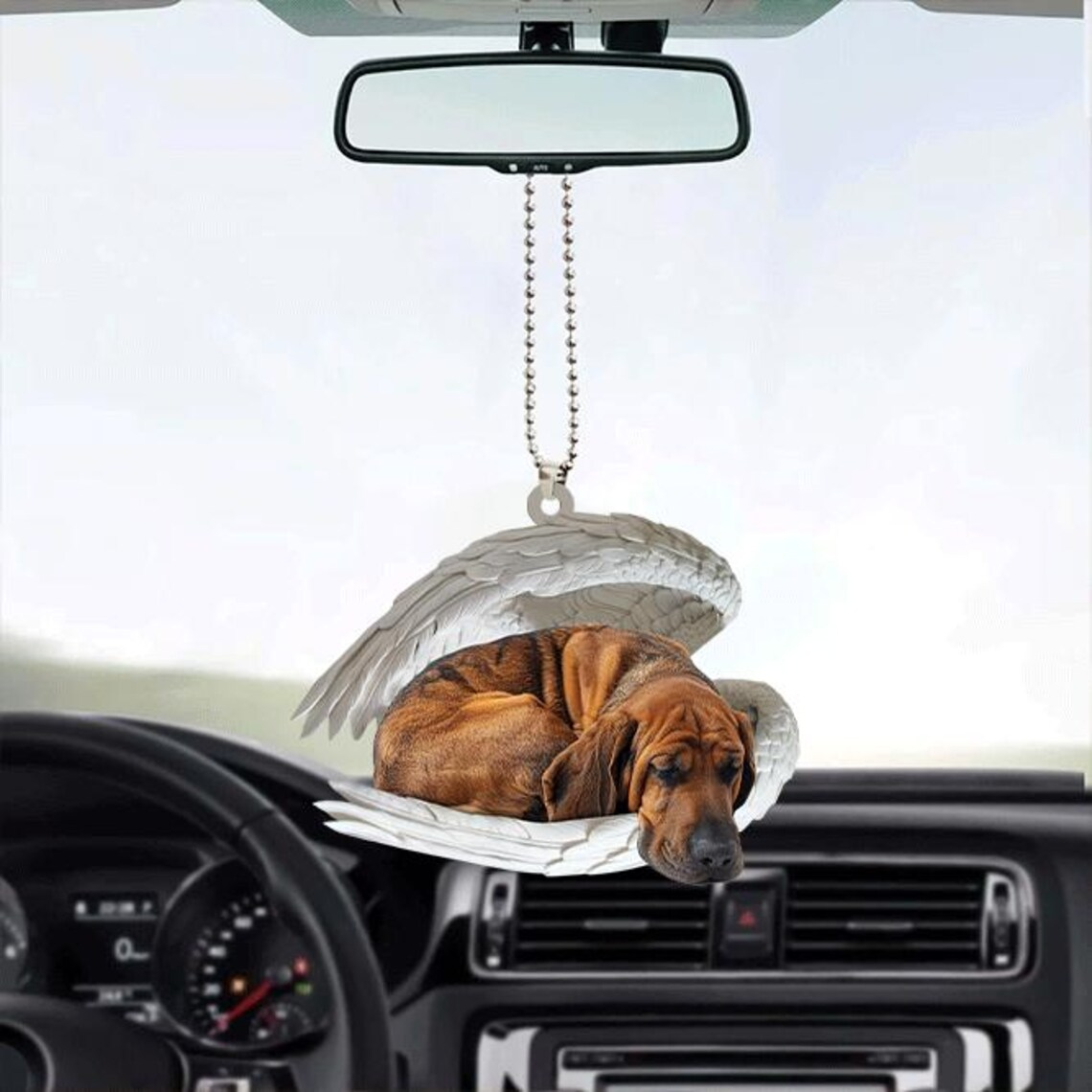 Bloodhound Dog Angel Wings Car Ornament, Bloodhound Dog Sleeping Christmas Ornament Gift