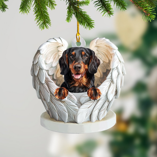 Gordon Setter Dog Angel Wings Christmas Ornament, Gordon Setter Dog Christmas Ornament Gift