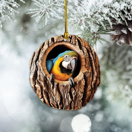 Classic Parrot Christmas Hanging Ornament,  Parrot Hanging Ornament Holiday Decor Gift