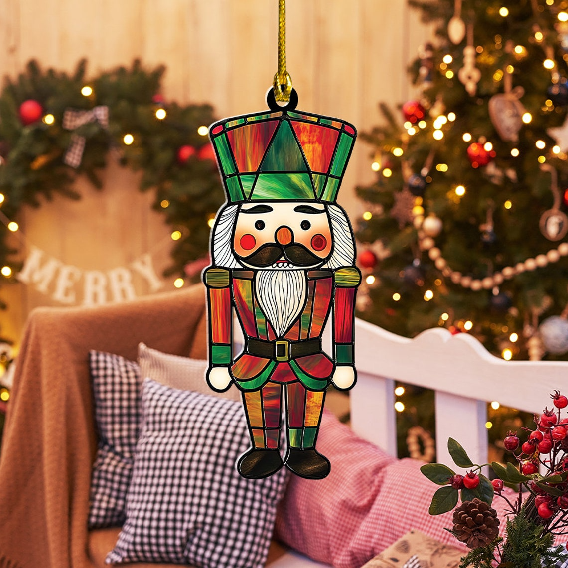 Nutcracker Christmas Window Suncatcher, Nutcracker Holiday Ornament Decor