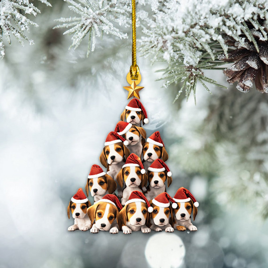 Beagle Dog Christmas Tree Ornament, Cute Beagle Dog Car Hanging Christmas Ornament Gift