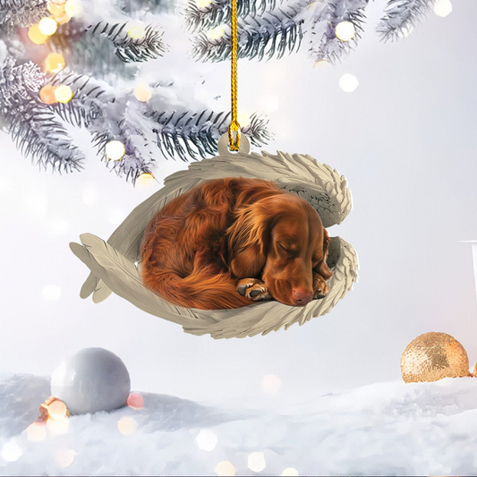 Irish Setter Dog Sleeping Angel Wings Ornament, Cute Irish Setter Dog Christmas Ornament