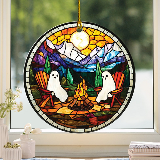 Ghosts Camping Suncatcher, Ghosts Camping Window Hanging Ornament