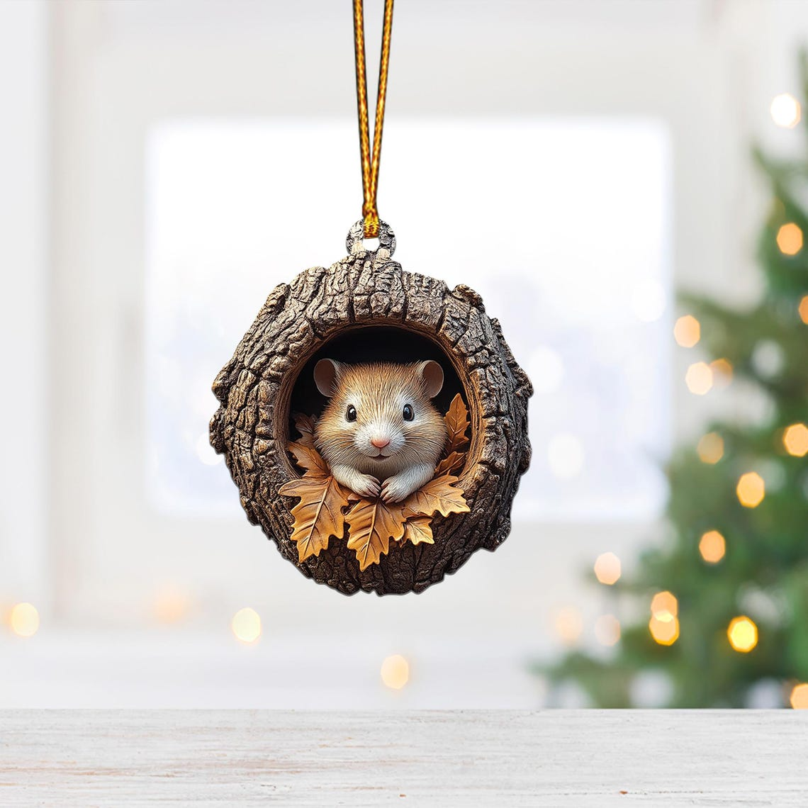 Cute Hamster Christmas Ornament Decor, Hamster Rearview Mirror Car Hanging Christmas Ornament