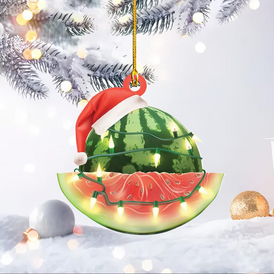 Watermelon Christmas Tree Ornament Decor, Watermelon Car Flat Hanging Christmas Ornament