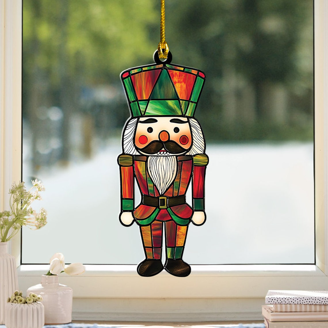 Nutcracker Christmas Window Suncatcher, Nutcracker Holiday Ornament Decor