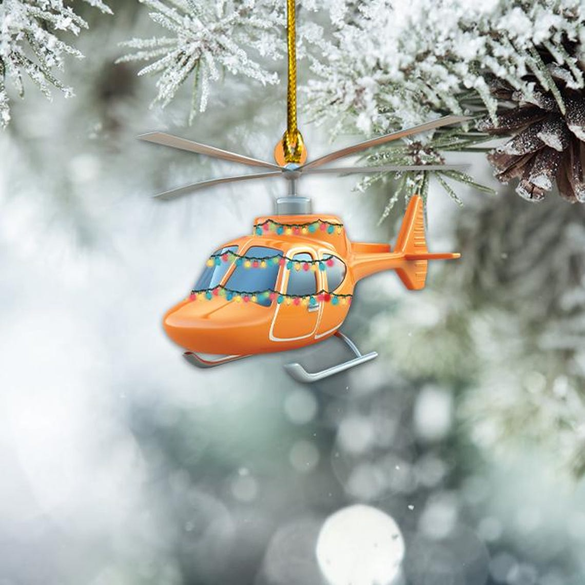 Helicopter Christmas Light Ornament, Ornament Christmas Helicopter Hanging Decor Holiday