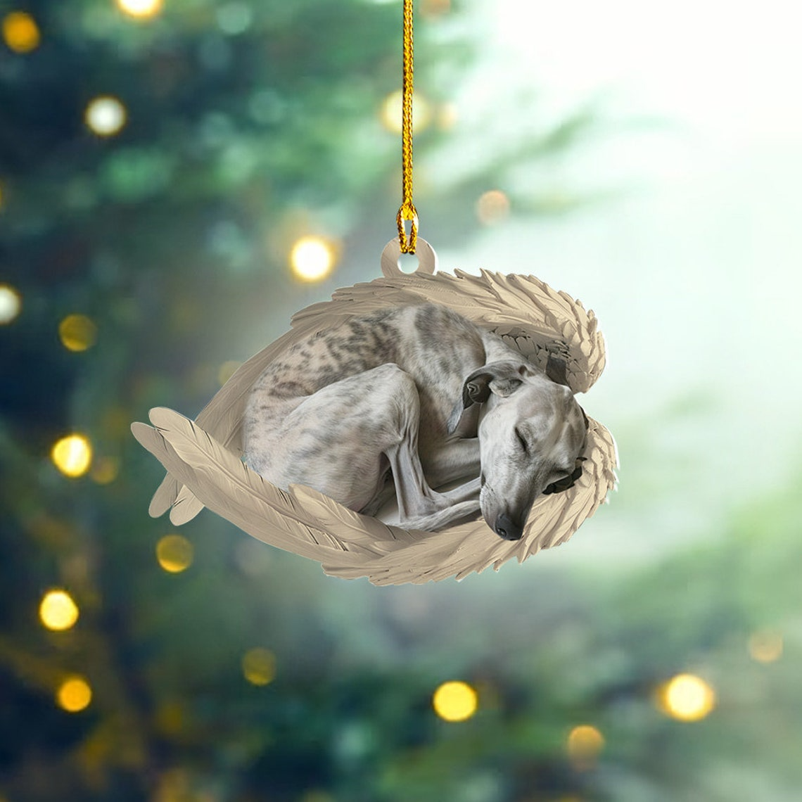 Whippet Dog Sleeping Christmas Ornament Decor, Whippet Dog Car Hanging Ornament Gift