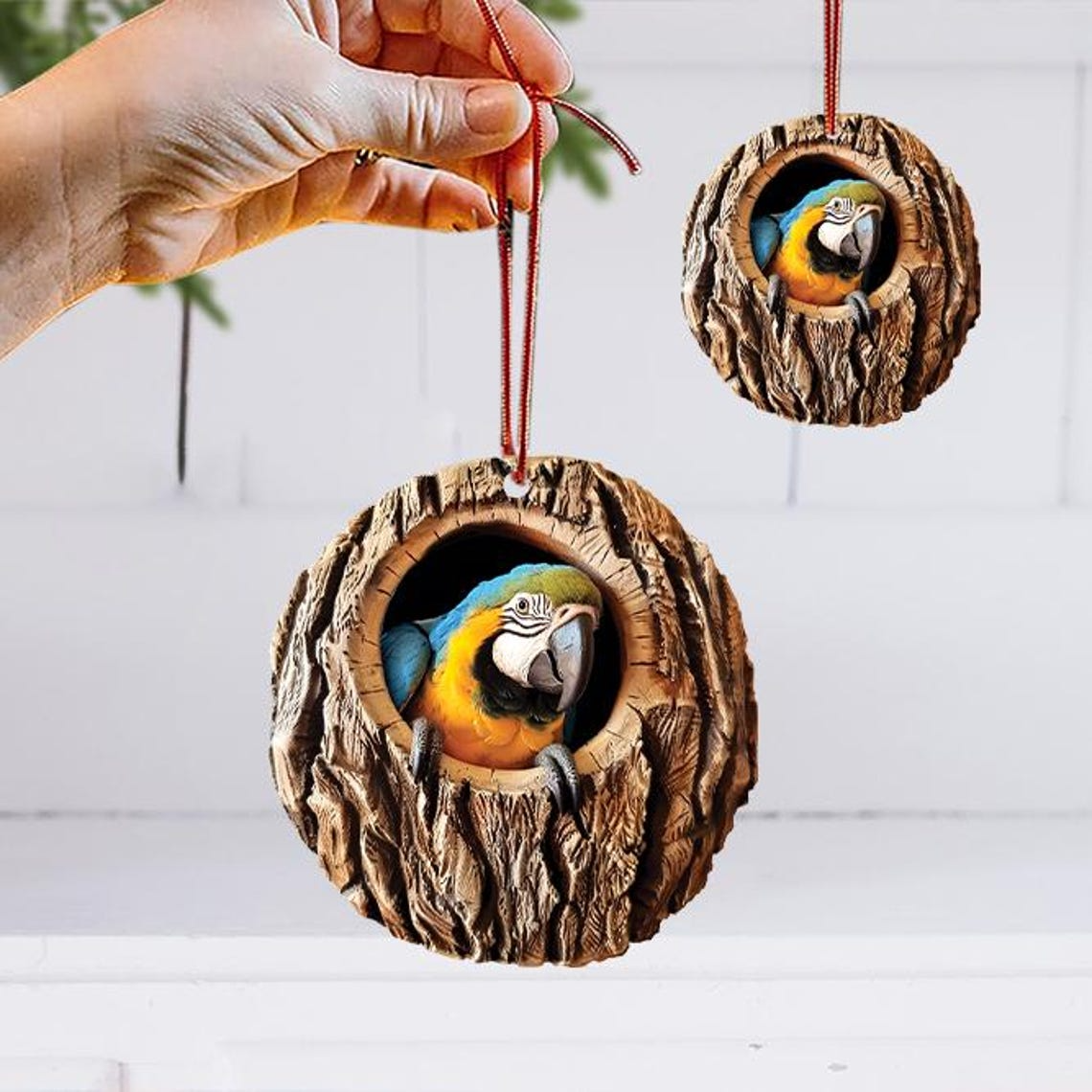 Classic Parrot Christmas Hanging Ornament,  Parrot Hanging Ornament Holiday Decor Gift