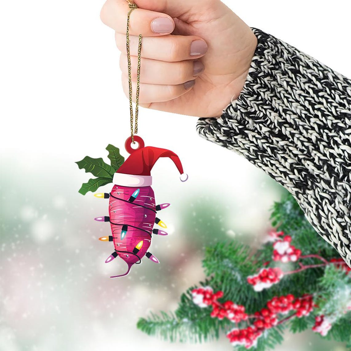 Lovely Radish Hanging Christmas Tree Ornament, Cute Radish Car Christmas Ornament Decor