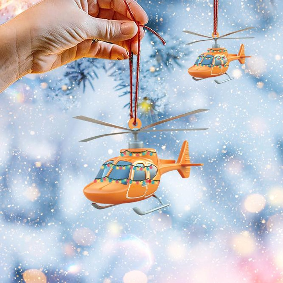 Helicopter Christmas Light Ornament, Ornament Christmas Helicopter Hanging Decor Holiday