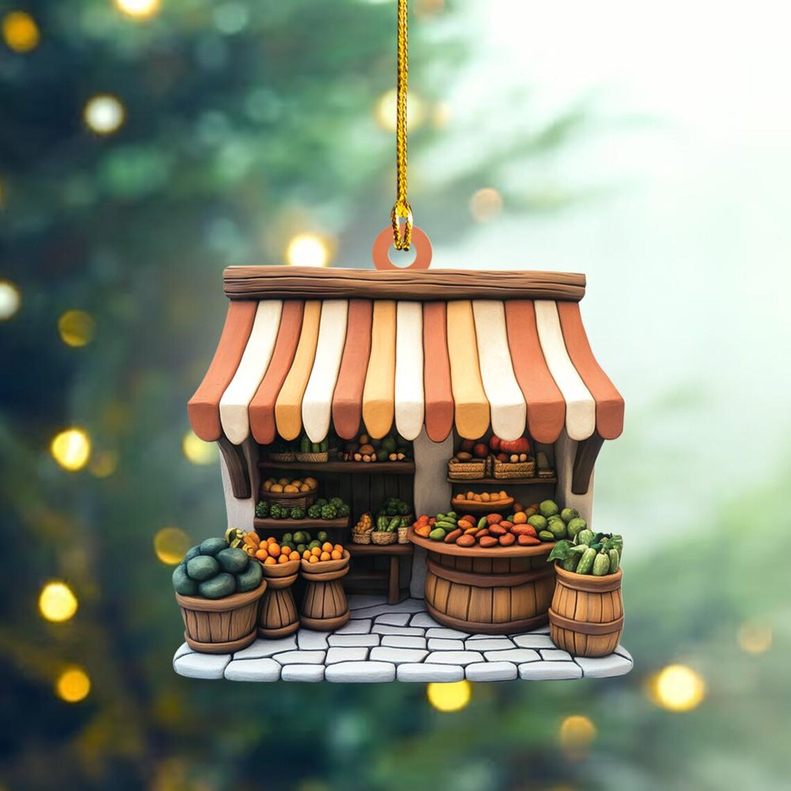 Lobrelu Grocery Hanging Christmas Ornament, Vegetables Market Hanging Christmas Ornament