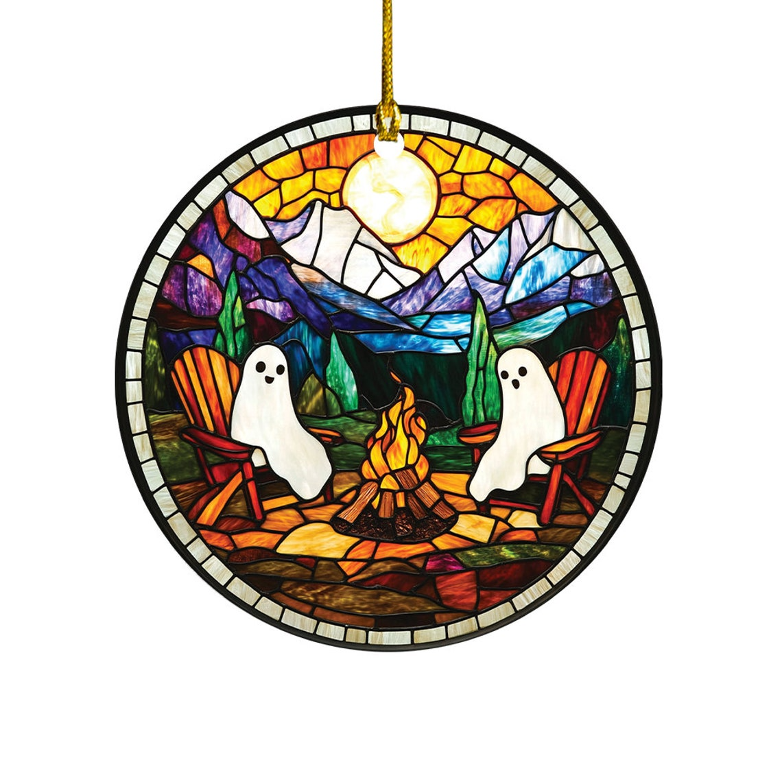 Ghosts Camping Suncatcher, Ghosts Camping Window Hanging Ornament