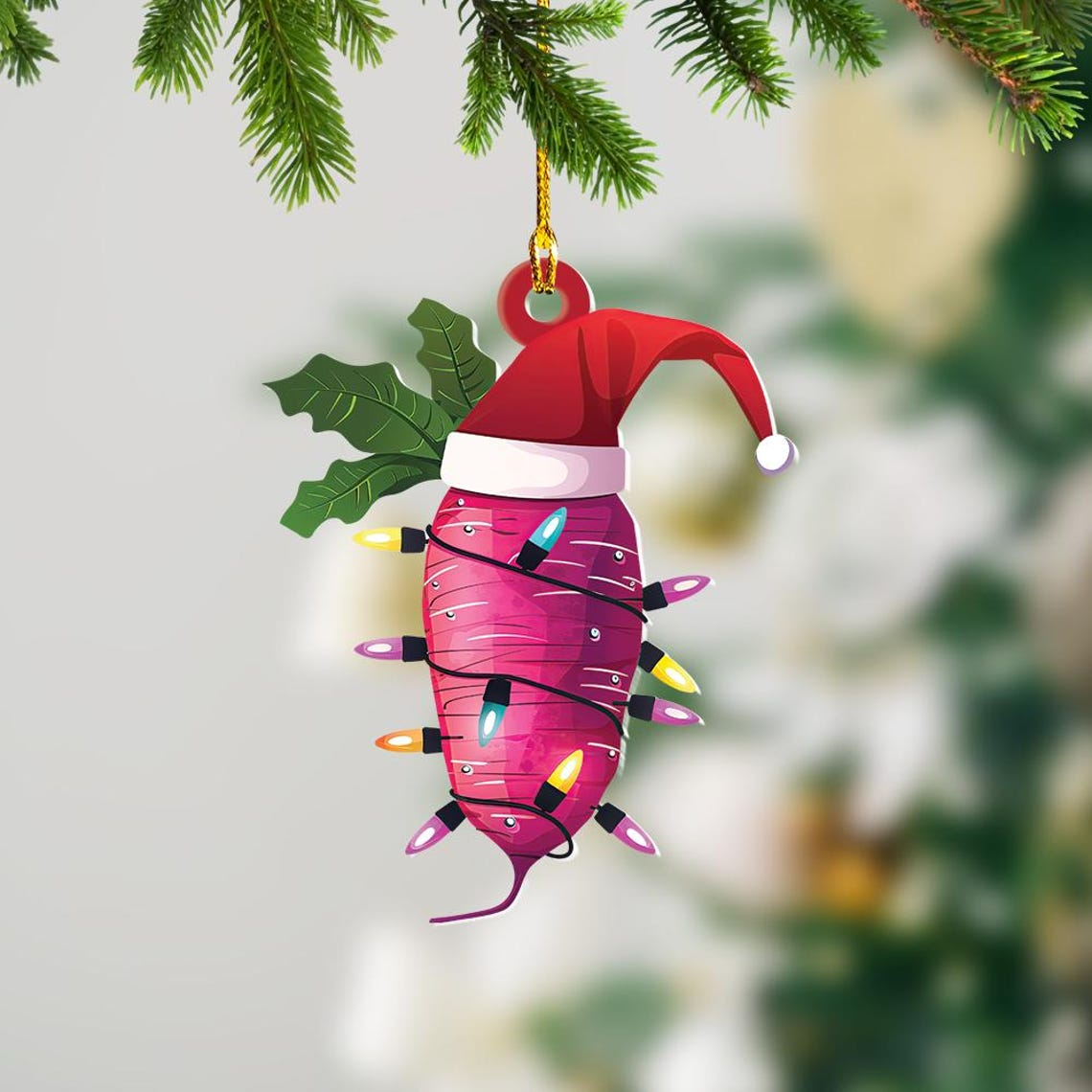 Lovely Radish Hanging Christmas Tree Ornament, Cute Radish Car Christmas Ornament Decor