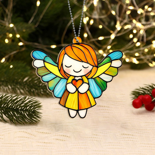 Cute Angel Christmas Window Hanging Suncatcher, Cute Angel Hanging Ornament Home Decor