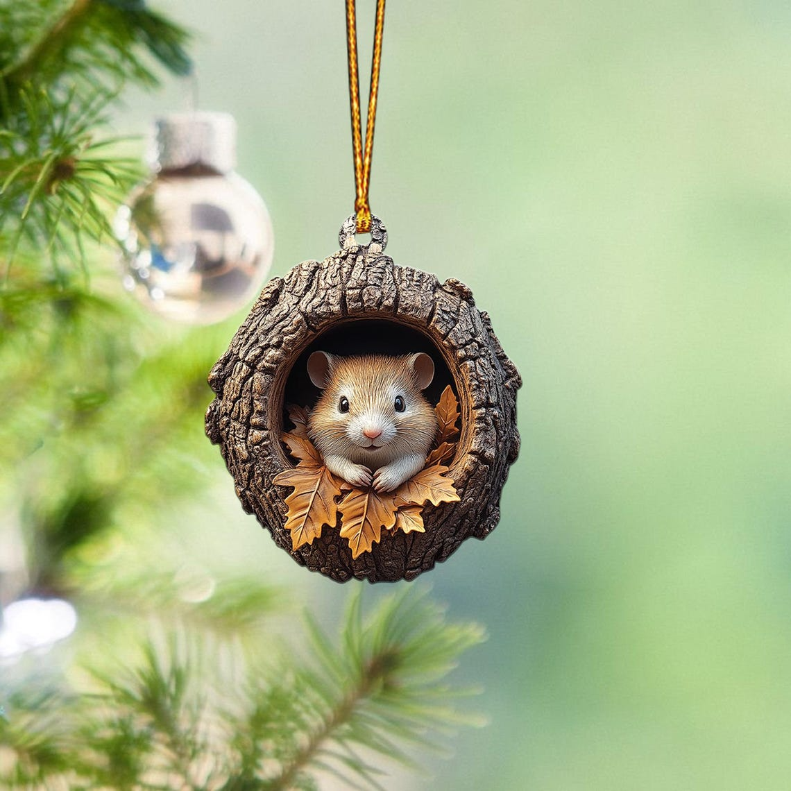 Cute Hamster Christmas Ornament Decor, Hamster Rearview Mirror Car Hanging Christmas Ornament