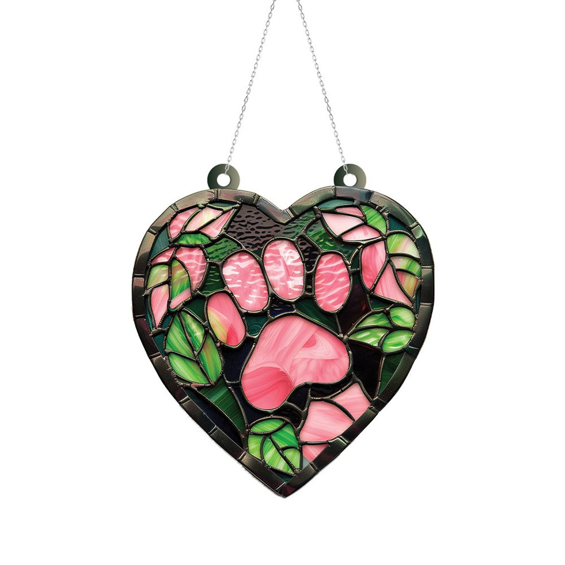 Cat's Paw Pink Hanging Suncatcher, Cat's Paw Window Hanging Ornament Decor