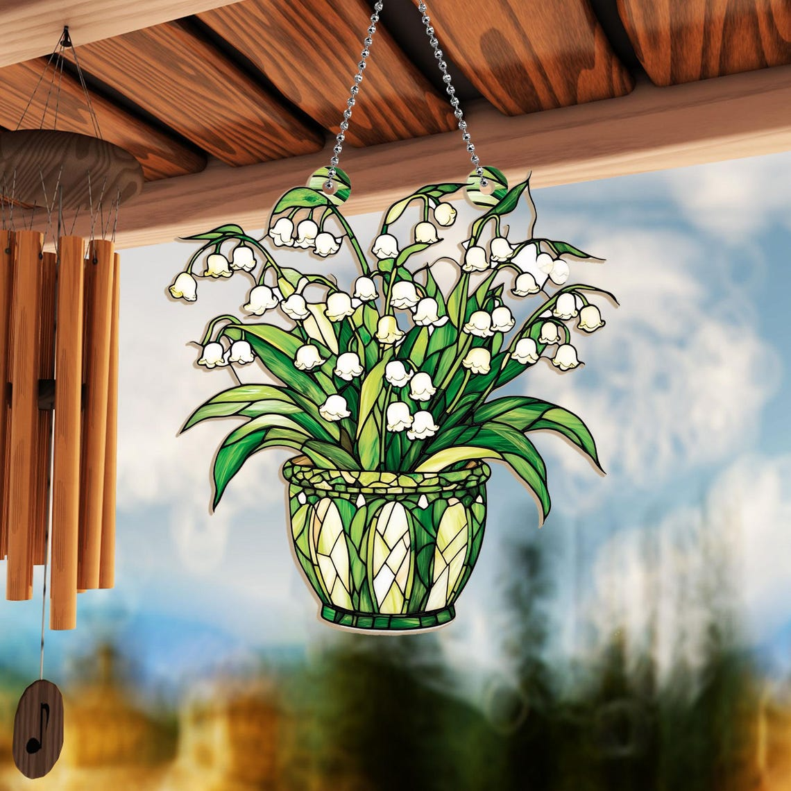 Lily Of The Valley Window Hanging Suncatcher, Tulip Acrylic Window Hanging Art Decor Ornament