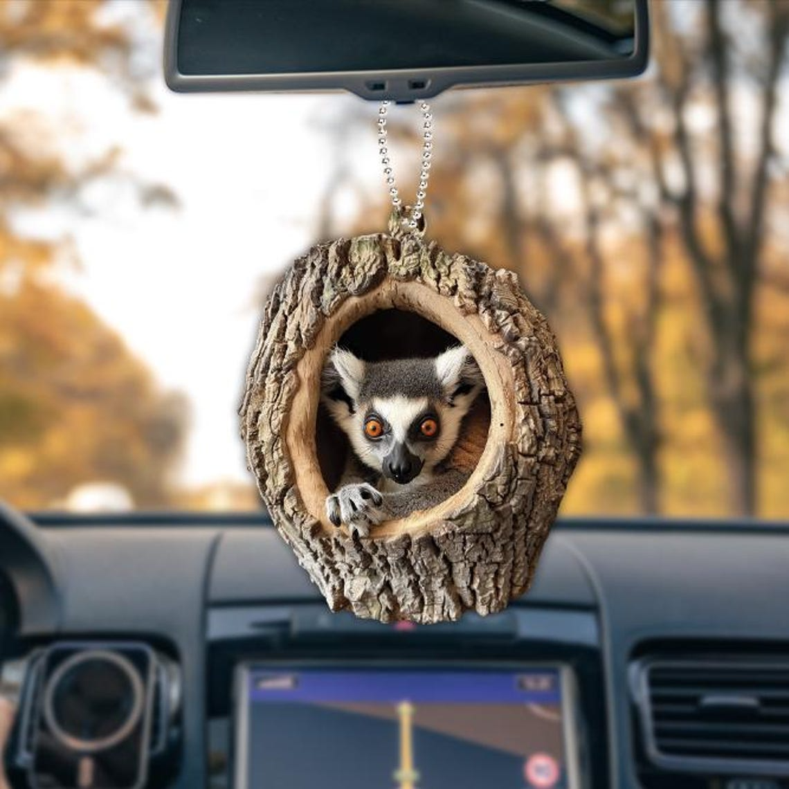 Lemur Hanging Christmas Ornament, Lemur Rearview Mirror Car Ornament Holiday Decor Gift