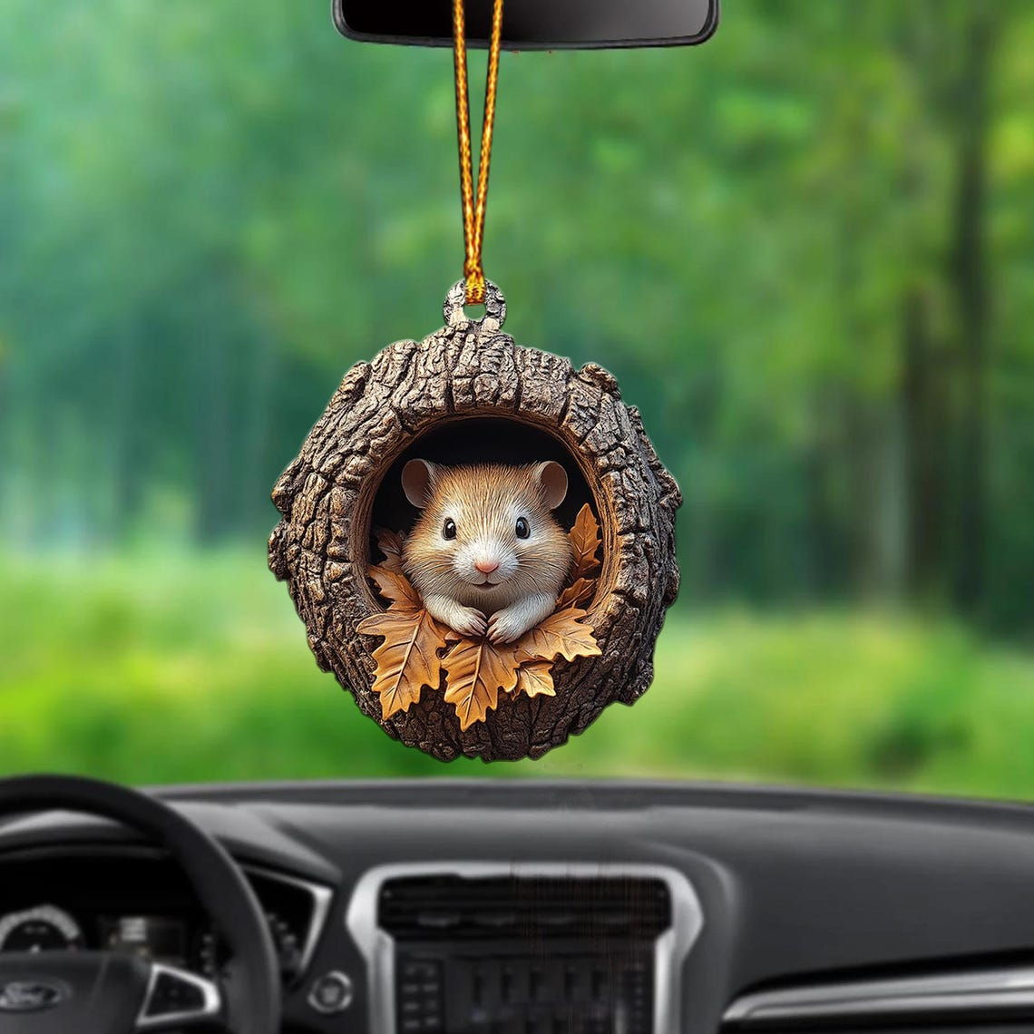 Cute Hamster Christmas Ornament Decor, Hamster Rearview Mirror Car Hanging Christmas Ornament