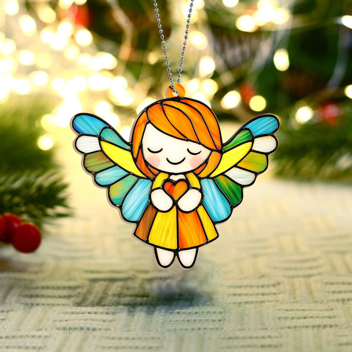 Cute Angel Christmas Window Hanging Suncatcher, Cute Angel Hanging Ornament Home Decor