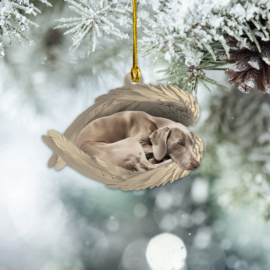 Weimaraner Dog Sleeping Angel Wings Christmas Ornament, Weimaraner Dog Christmas Ornament Decor Gift