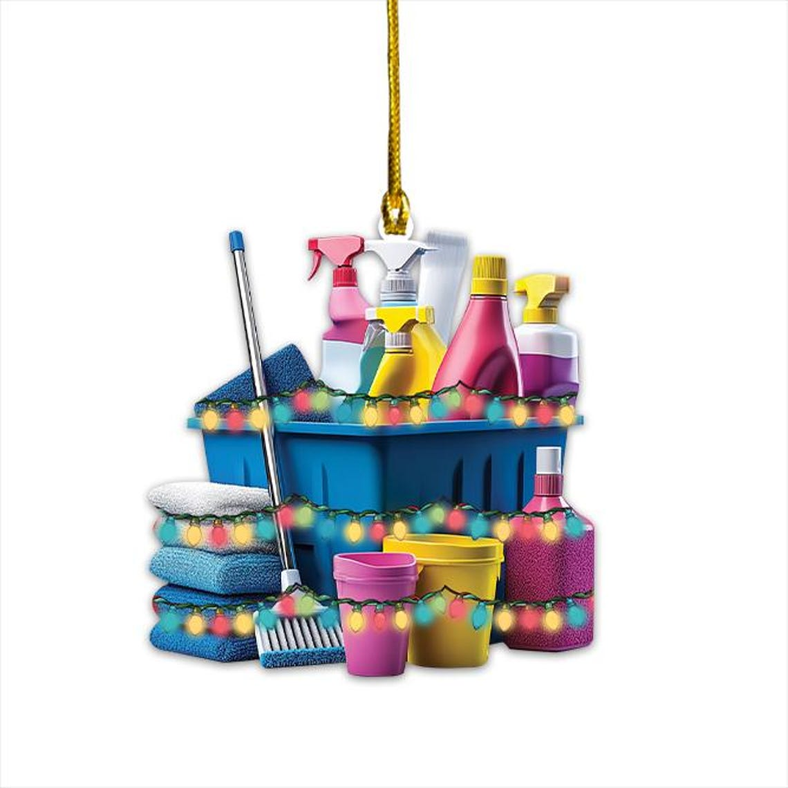 Unique Janitor Cleaning Tools Christmas Ornament, Christmas Maid Service Housekeeping Ornament