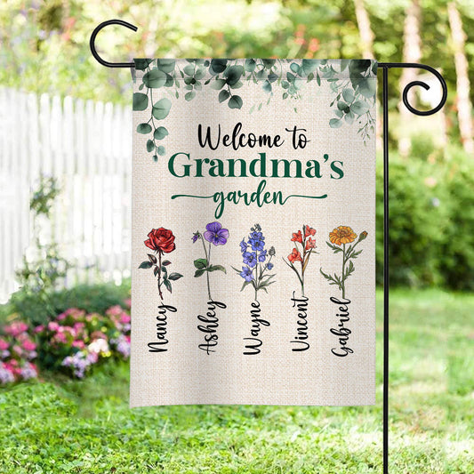 Welcome To Grandma's Garden Flag- Personalized Garden Flag