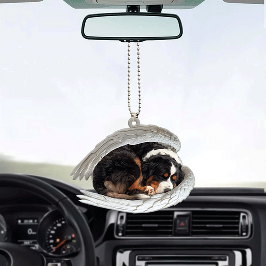 Cute Bernese Mountain Dog Angel Wings Car Ornament, Ornament Christmas Dog Sleeping Angel  Decor Gift