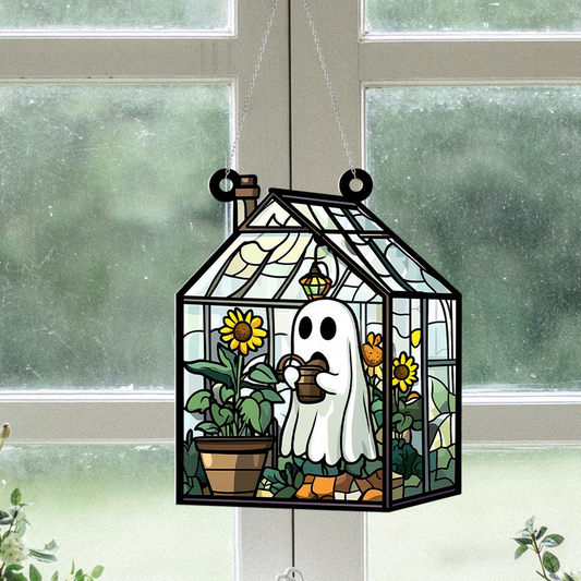 Cute Ghost Hanging Suncatcher Ornament, Ghost Greenhouse Home Decor