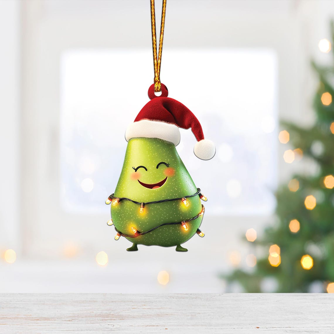 Lovely Pear Christmas Tree Ornament Decor, Cute Pear Flat Hanging Christmas Ornament Gift