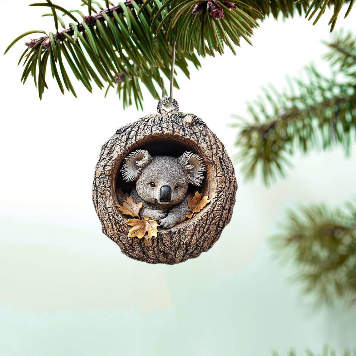 Cute Koala Hanging Christmas Ornament Decor, Koala Rearview Mirror Car Ornament Holiday Gift