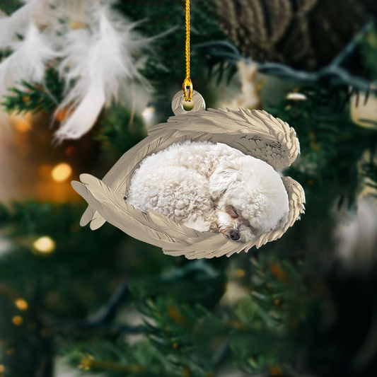 Bichon Frise Dog Sleeping Angel Wings Hanging Ornament, Bichon Frise Dog Christmas Ornament Gift