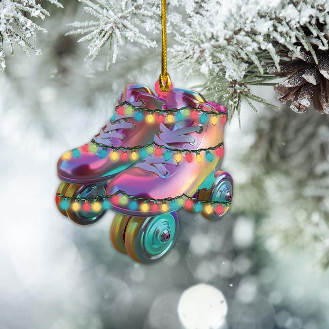 Roller Skates Colorful Hanging Christmas Ornament, Skating Funny Christmas Ornament Gift