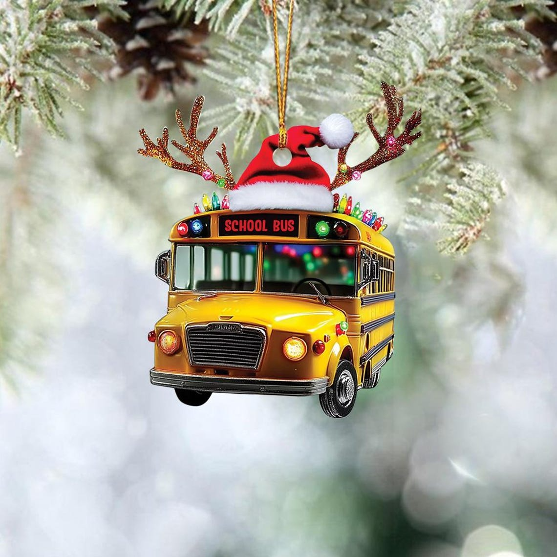 School Bus Hanging Christmas Tree Ornament, School Bus Driver Christmas Ornament Decor Gift