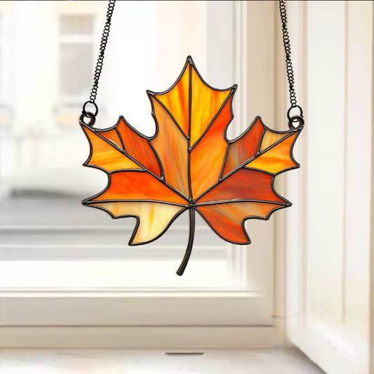 Vintage Autumn Leaf Suncatcher, Maple Autumn Leaf Classic Suncatcher Ornament