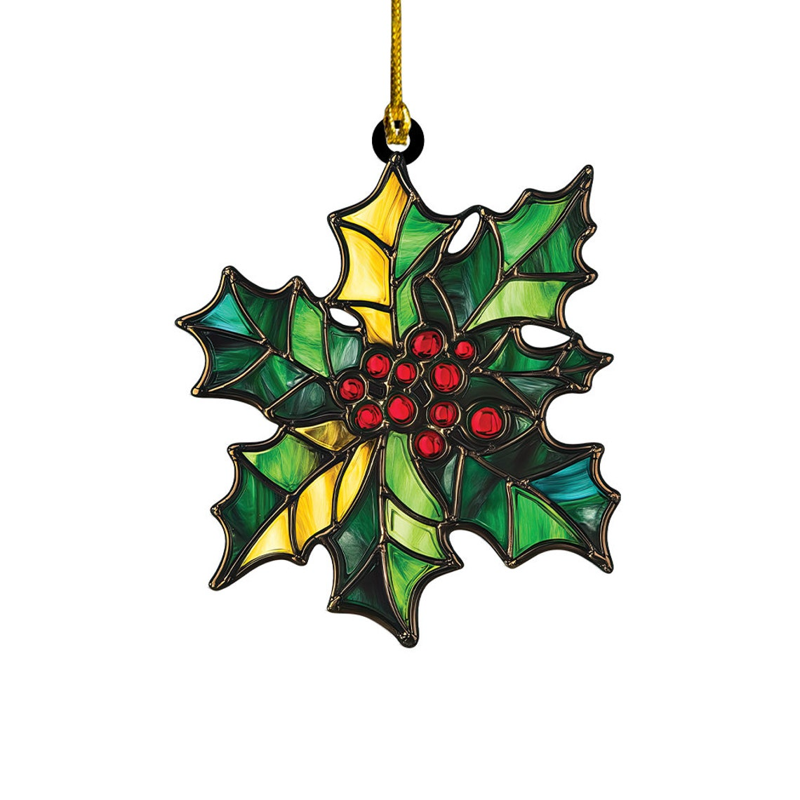 Poinsettia Christmas Suncatcher, Poinsettia Christmas Window Ornament