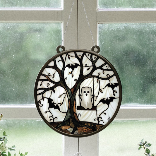 Ghost Halloween Night Window Suncatcher Ornament, Halloween Ghost Ornament Decor