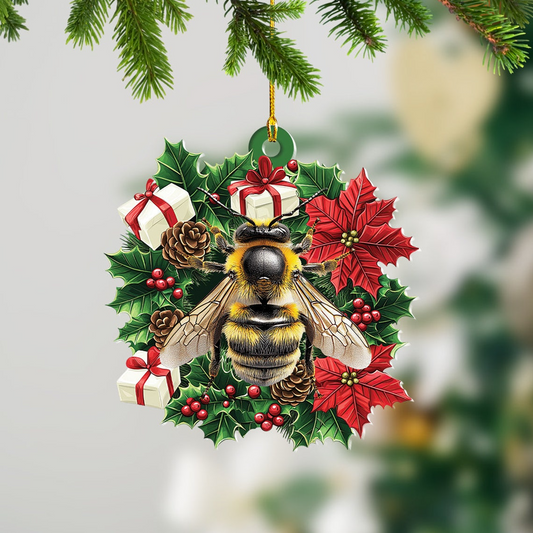 Unique Bee Christmas Wreath Ornament, Ornament Bee Rearview Mirror Car Hanging Christmas Decor