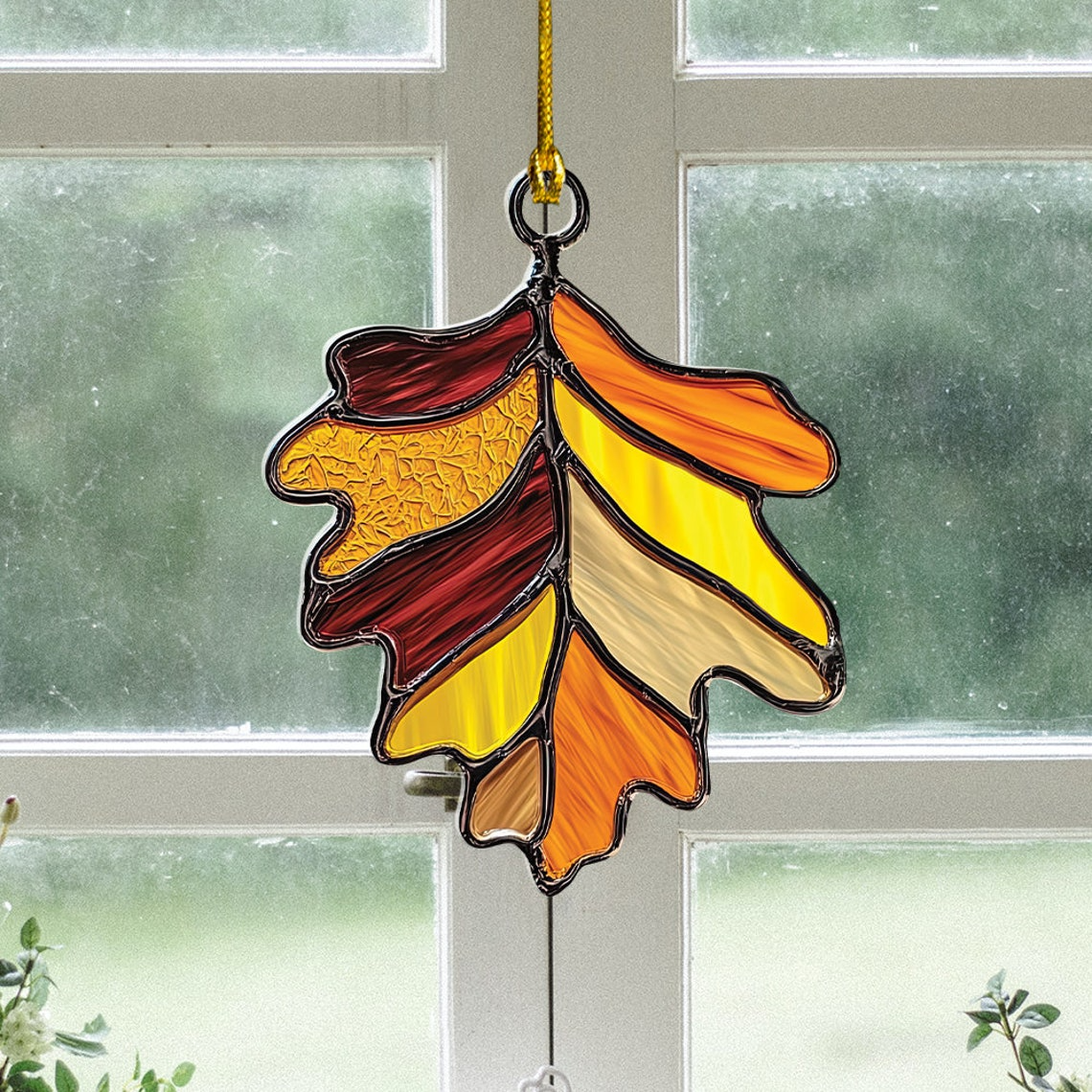 Oak Leaf Autumn Suncatcher Ornament, Autumn Ornament Decor