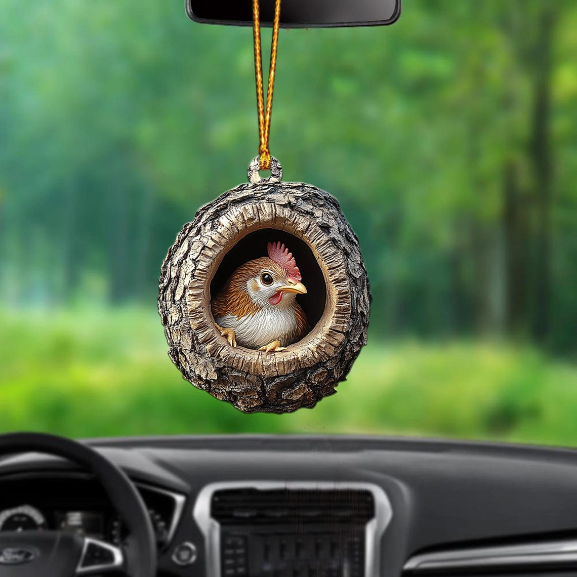 Cute Chicken Hanging Christmas Ornament, Chicken Rearview Mirror Car Ornament Decor Gift