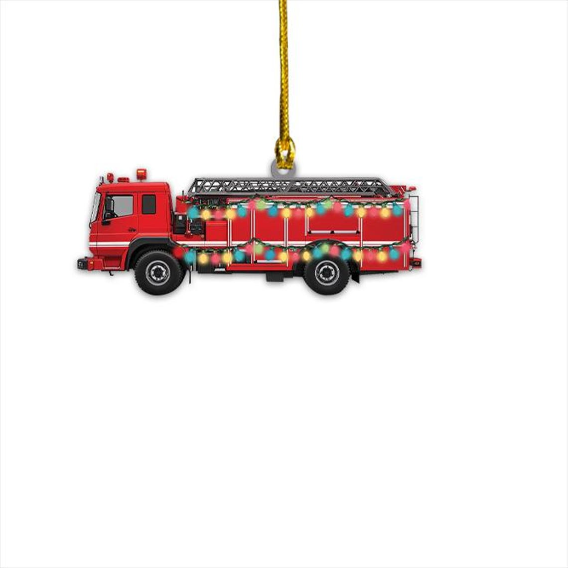 Fire Truck Hanging Christmas Light Ornament, Firefighter Christmas Tree Decor Ornament