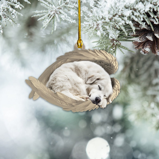 Great Pyrenees Dog Sleeping Angel Wings Ornament, Cute Pyrenees Dog Christmas Ornament Decor