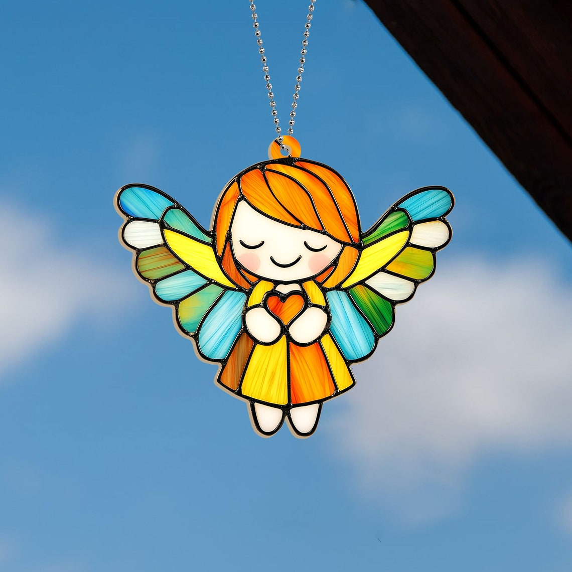 Cute Angel Christmas Window Hanging Suncatcher, Cute Angel Hanging Ornament Home Decor