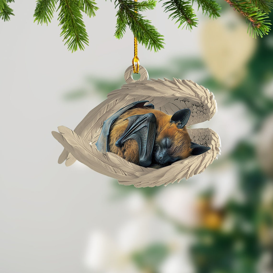 Bat Sleeping Angel Christmas Ornament, Christmas Bat Angel Car Hanging Ornament Gift